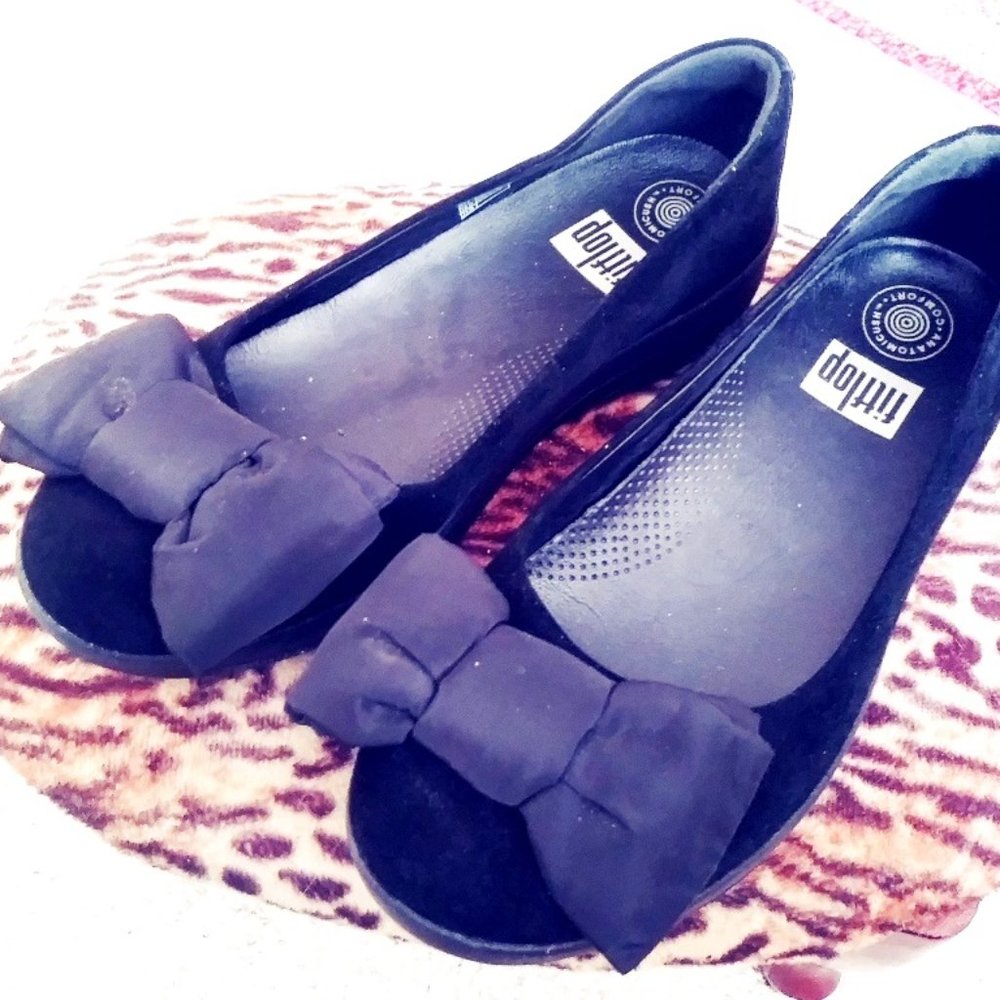 FitFlop Womens Big Bow Adoraballerina Slip On Loafer Shoes